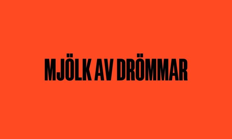 Text med ordet "Mjölk av drömmar" centrerat på röd bakgrund